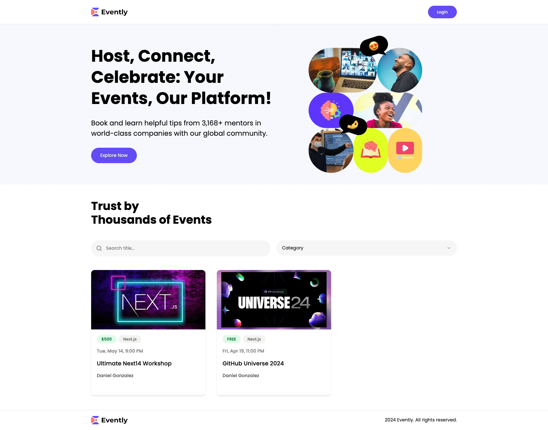 Event Platform — Full-stack Next.js 14 preview